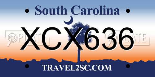 XCX636 South Carolina License Plate
