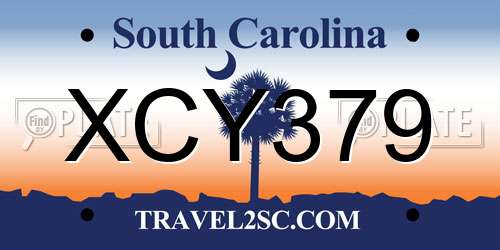 XCY379 South Carolina License Plate