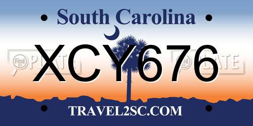 XCY676 South Carolina License Plate