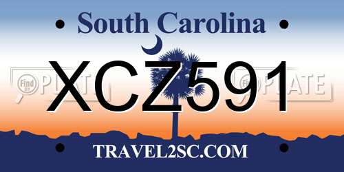 XCZ591 South Carolina License Plate