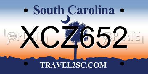 XCZ652 South Carolina License Plate