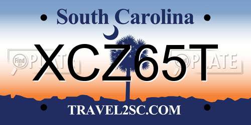 XCZ65T South Carolina License Plate