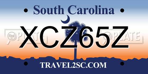 XCZ65Z South Carolina License Plate