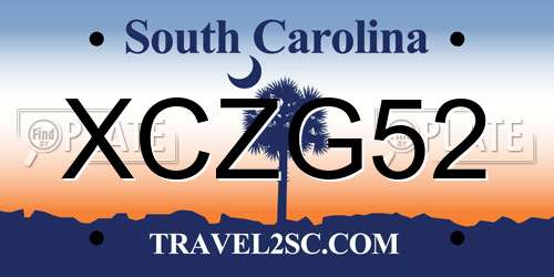 XCZG52 South Carolina License Plate