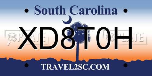 XD8T0H South Carolina License Plate