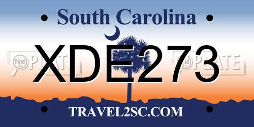 XDE273 South Carolina License Plate