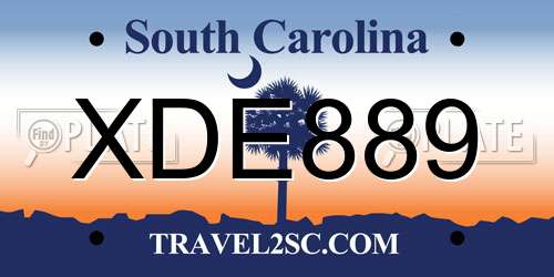 XDE889 South Carolina License Plate