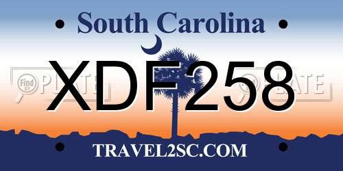 XDF258 South Carolina License Plate