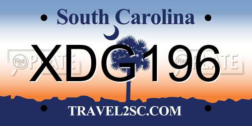 XDG196 South Carolina License Plate