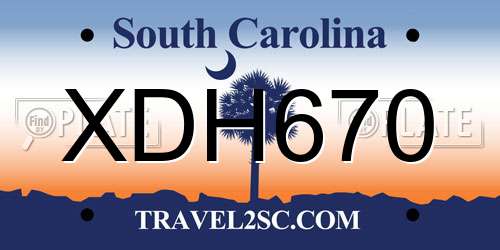 XDH670 South Carolina License Plate