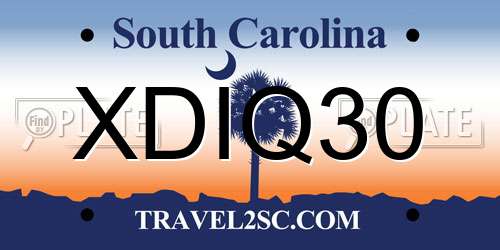 XDIQ30 South Carolina License Plate
