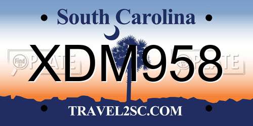 XDM958 South Carolina License Plate