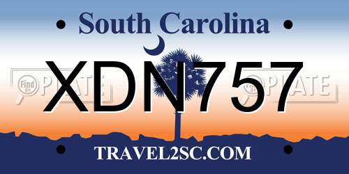 XDN757 South Carolina License Plate
