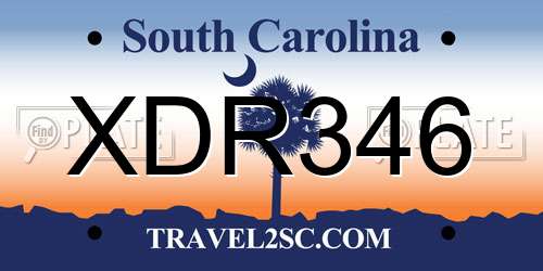 XDR346 South Carolina License Plate