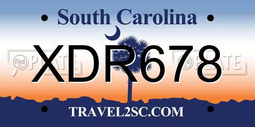 XDR678 South Carolina License Plate