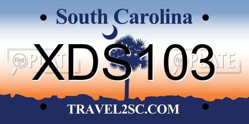 XDS103 South Carolina License Plate