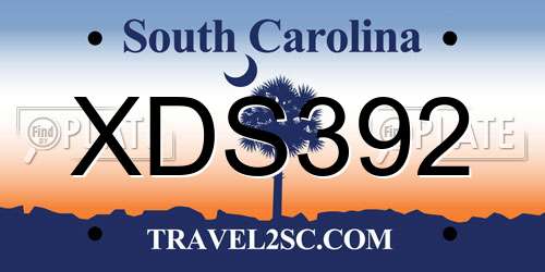 XDS392 South Carolina License Plate
