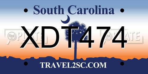 XDT474 South Carolina License Plate