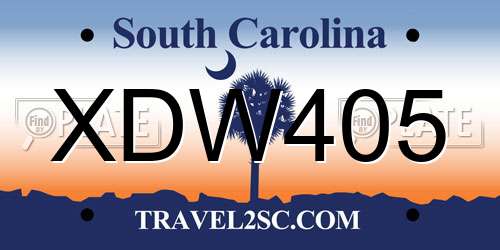 XDW405 South Carolina License Plate