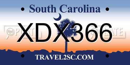 XDX366 South Carolina License Plate