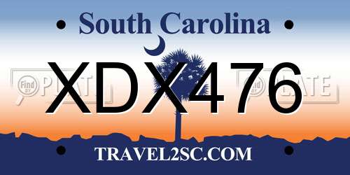XDX476 South Carolina License Plate