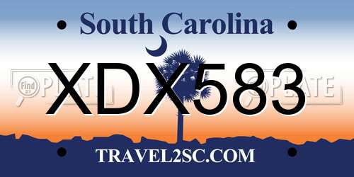 XDX583 South Carolina License Plate