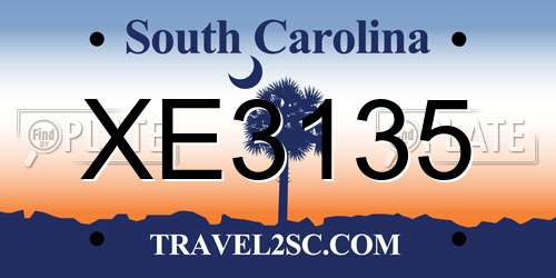 XE3135 South Carolina License Plate