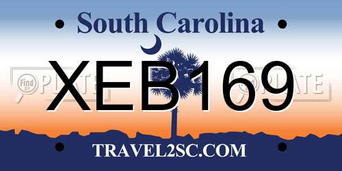 XEB169 South Carolina License Plate