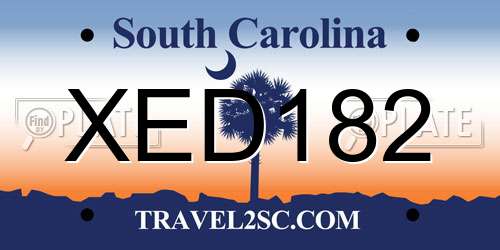 XED182 South Carolina License Plate