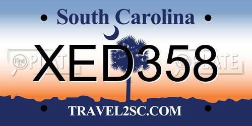 XED358 South Carolina License Plate