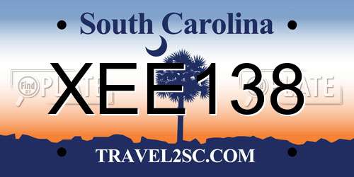 XEE138 South Carolina License Plate