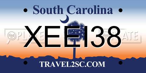 XEEI38 South Carolina License Plate
