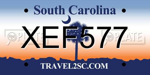 XEF577 South Carolina License Plate