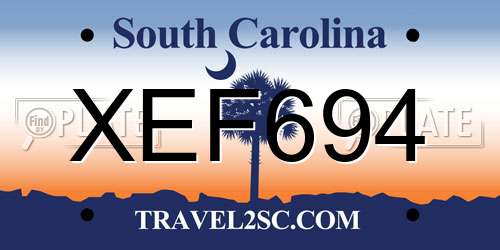 XEF694 South Carolina License Plate