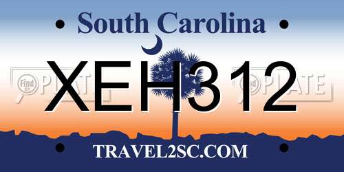 XEH312 South Carolina License Plate