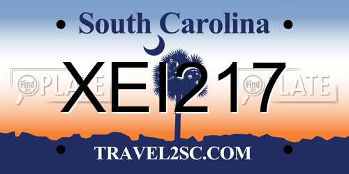 XEI217 South Carolina License Plate