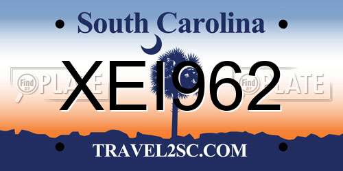 XEI962 South Carolina License Plate