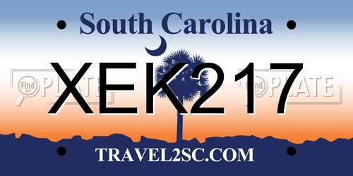 XEK217 South Carolina License Plate