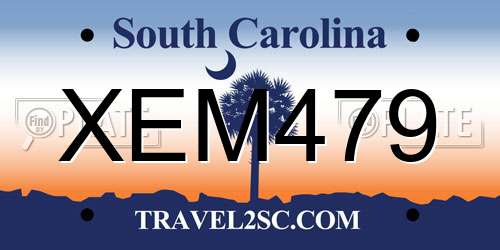 XEM479 South Carolina License Plate