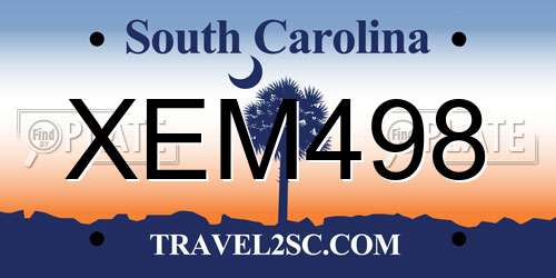 XEM498 South Carolina License Plate