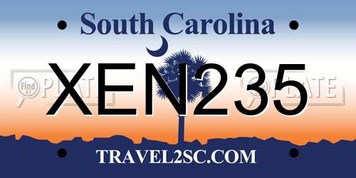 XEN235 South Carolina License Plate