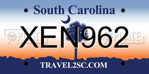 XEN962 South Carolina License Plate