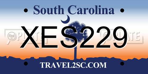 XES229 South Carolina License Plate