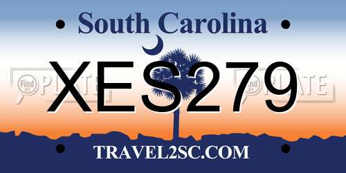 XES279 South Carolina License Plate
