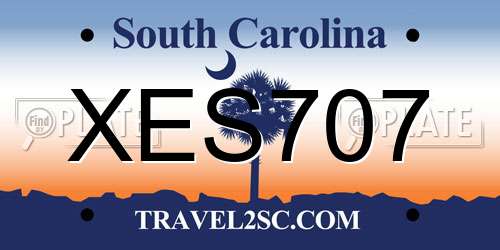 XES707 South Carolina License Plate