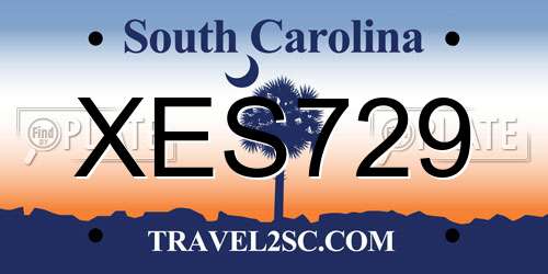 XES729 South Carolina License Plate