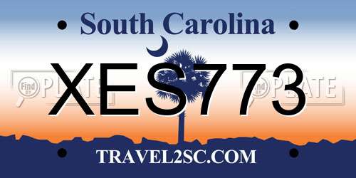 XES773 South Carolina License Plate