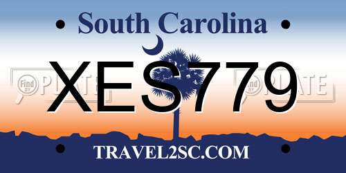 XES779 South Carolina License Plate