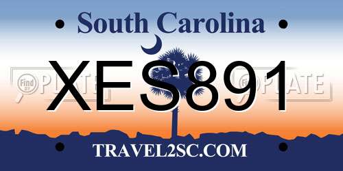 XES891 South Carolina License Plate
