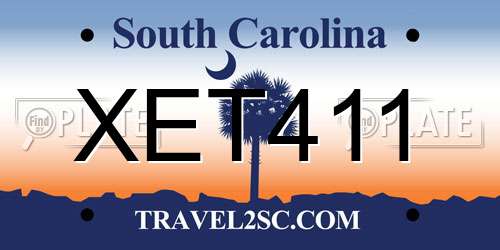 XET411 South Carolina License Plate